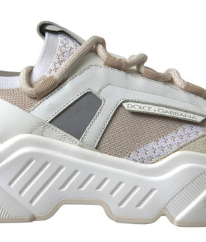 Zapatillas Dolce &amp; Gabbana de piel blanca y beige, deportivas DAYMASTER
