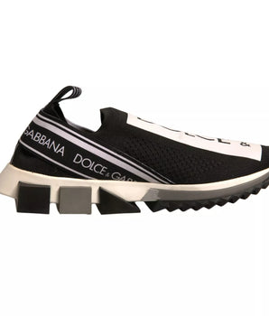 Dolce &amp; Gabbana Black White Slip On Sorrento Sneakers Shoes