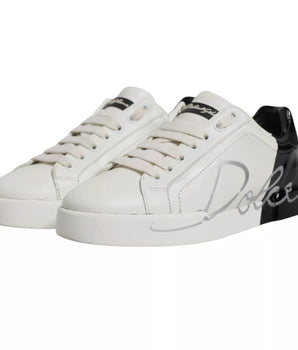 Zapatillas Dolce &amp; Gabbana Portofino blancas con logo negro para hombre