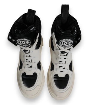 Dolce & Gabbana White Padded Mid Calf Lace Up Boots Shoes