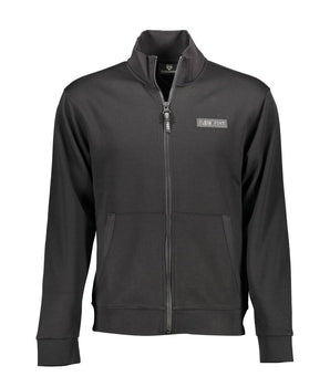 Plein Sport Black Cotton Men Sweater with Central Pockets and Zip