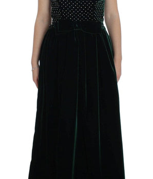 Dolce & Gabbana Enchanted Emerald Velvet Crystal Maxi Dress Dolce & Gabbana 