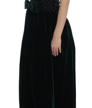 Dolce & Gabbana Enchanted Emerald Velvet Crystal Maxi Dress Dolce & Gabbana 