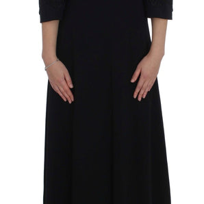 Dolce &amp; Gabbana Elegant Black Wool Cutout Maxi Dress