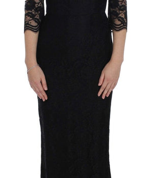 Dolce & Gabbana Elegant Black Floral Lace Maxi Dress Dolce & Gabbana 