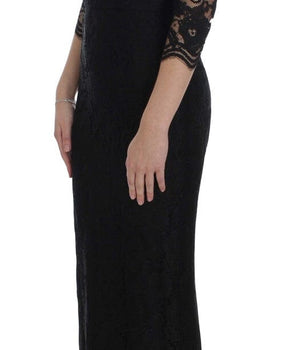 Dolce & Gabbana Elegant Black Floral Lace Maxi Dress Dolce & Gabbana 
