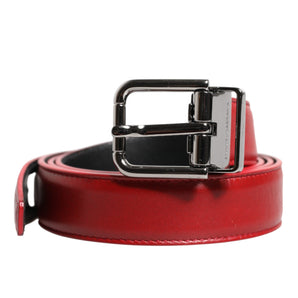 Cinturón de cuero rojo con hebilla metálica plateada de Dolce &amp; Gabbana
