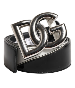 Cinturón con hebilla metálica DG de cuero blanco y negro de Dolce &amp; Gabbana