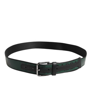 Cinturón con hebilla del logotipo DG de poliéster verde y negro de Dolce &amp; Gabbana