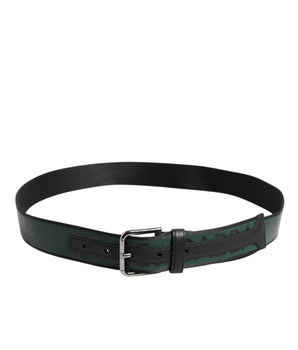 Dolce &amp; Gabbana Green Black Polyester DG Logo Buckle Belt