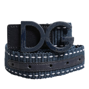 Cinturón con hebilla metálica y logotipo DG de piel de algodón azul de Dolce &amp; Gabbana