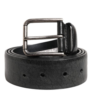 Dolce &amp; Gabbana Black Classic Leather Metal Buckle Belt