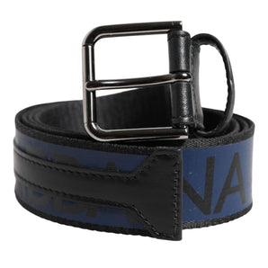 Cinturón con hebilla metálica plateada y logotipo DG en azul y negro de Dolce &amp; Gabbana