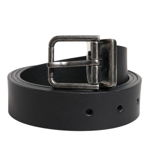 Cinturón clásico de cuero negro con hebilla metálica de Dolce &amp; Gabbana