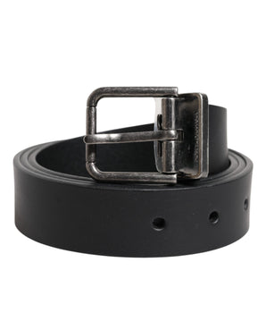 Dolce &amp; Gabbana Black Classic Leather Metal Buckle Belt