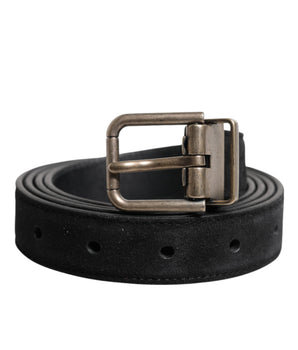 Dolce &amp; Gabbana Black Calf Leather Classic Metal Buckle Belt