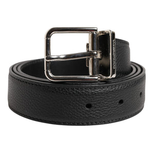 Cinturón clásico con hebilla metálica de piel de becerro negra de Dolce &amp; Gabbana