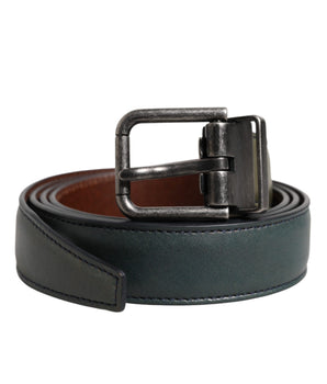 Dolce &amp; Gabbana Green Classic Leather Metal Buckle Belt