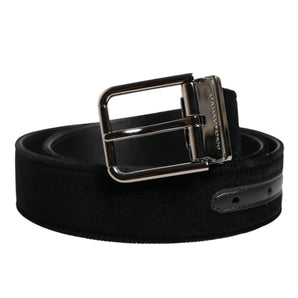 Cinturón de algodón negro con hebilla de metal plateado de Dolce &amp; Gabbana