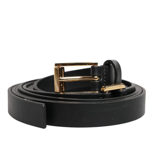 Cinturón de piel con doble tira y hebilla dorada de Dolce &amp; Gabbana en color negro