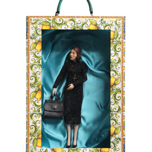 Vestido negro Dolce &amp; Gabbana MARIA Porcelain Fashion Show Muñecas de cuero de Sicilia