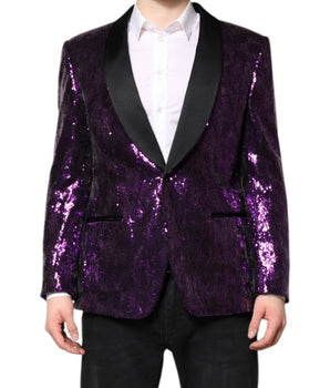 Dolce &amp; Gabbana Purple SICILY Sequin Embellish Coat Jacket