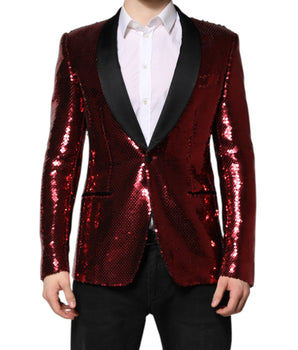 Dolce &amp; Gabbana Red SICILY Sequin Embellish Blazer Jacket