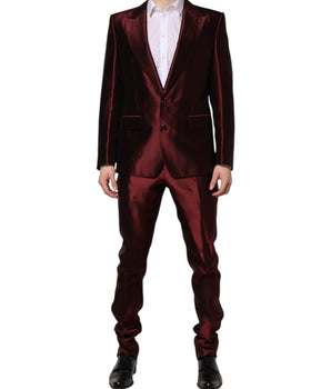 Dolce &amp; Gabbana Bordeaux Silk 2 Piece Single Breasted Suit
