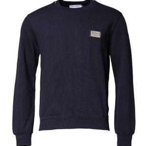 Suéter de cuello redondo con logotipo azul oscuro de Dolce &amp; Gabbana