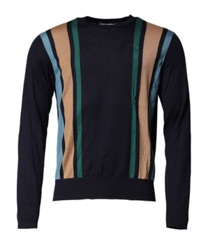 Dolce &amp; Gabbana Multicolor Stripes Crew Neck Pullover Sweater