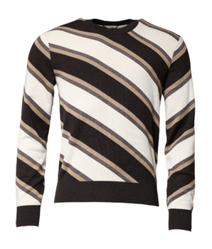 Dolce &amp; Gabbana Multicolor Stripes Crew Neck Pullover Sweater