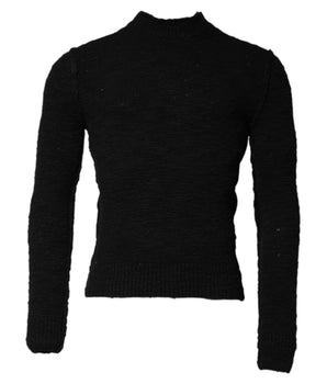 Dolce &amp; Gabbana Black Wool Knit Crew Neck Pullover Sweater