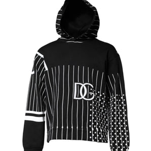 Dolce & Gabbana Black White Stripe Hooded Sweatshirt Sweater