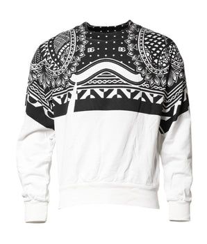 Dolce &amp; Gabbana Black White Bandana Cotton Men Sweatshirt Sweater