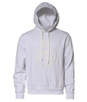 Dolce &amp; Gabbana White Embossed Logo Hooded Sweatshirt Sweater