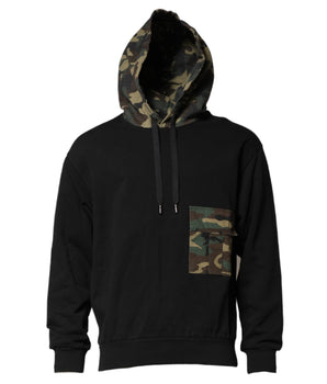 Dolce &amp; Gabbana Black Camouflage Hooded Sweatshirt Sweater