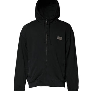 Dolce & Gabbana Black Logo Full Zip Hooded Men Sweatshirt Sweater