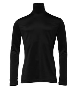 Dolce &amp; Gabbana Black Polyester Turtleneck Pullover Sweater