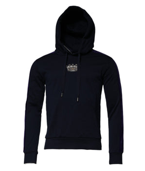 Dolce & Gabbana Black Crown Cotton Hooded Sweatshirt Sweater