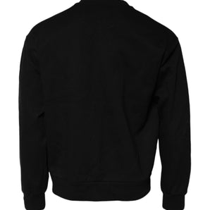 Dolce & Gabbana Black Embossed Logo Cotton Crew Neck Sweater