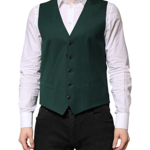 Chaleco formal de lana verde Dolce &amp; Gabbana para hombre