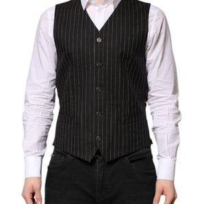 Chaleco formal de lana con rayas negras para hombre de Dolce &amp; Gabbana