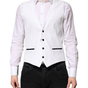 Vestido blanco con lentejuelas de Dolce &amp; Gabbana, chaleco formal