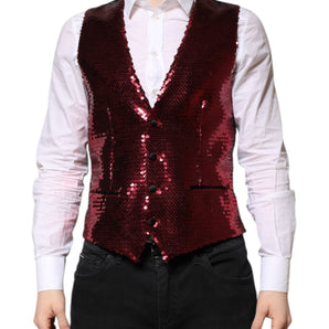 Chaleco formal con lentejuelas rojas de Dolce &amp; Gabbana para hombre