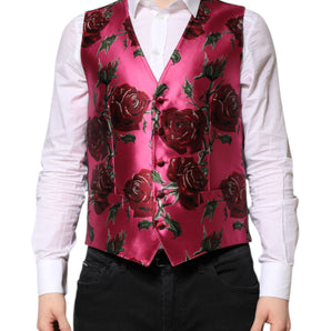 Chaleco formal de satén floral rosa para hombre de Dolce &amp; Gabbana