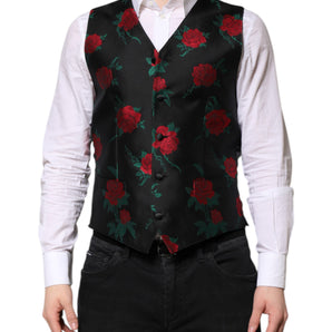Chaleco formal Dolce &amp; Gabbana con brocado floral rojo para hombre