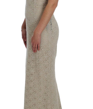 Dolce & Gabbana Elegant Beige Floral Cutout Maxi Dress Dolce & Gabbana 