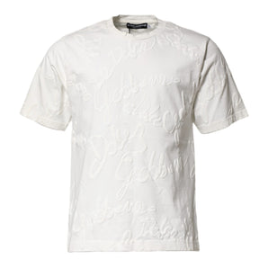 Camiseta de algodón blanca con cuello redondo y logo en relieve de Dolce &amp; Gabbana