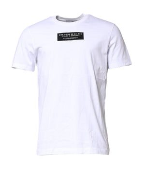Dolce &amp; Gabbana White Cotton Logo Patch Crew Neck T-shirt