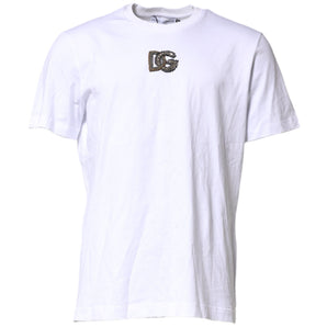 Camiseta blanca de cuello redondo con bordado del logotipo de Dolce &amp; Gabbana